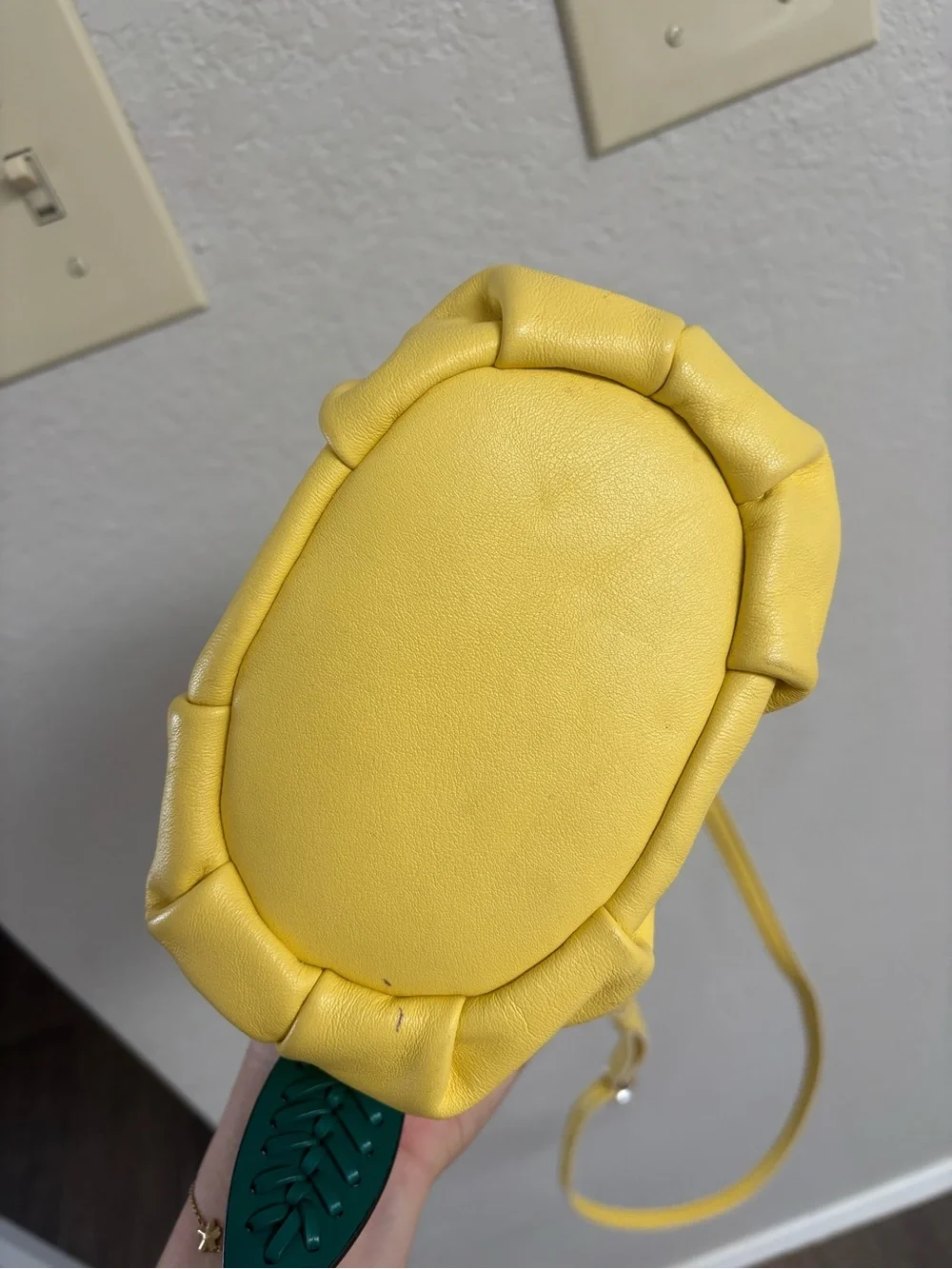 Staud / mini Grace leather crossbody bag in yellow